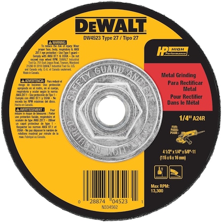 Dewalt Wheel, 4-1/2X1/4X5/8-11 DW4523Z